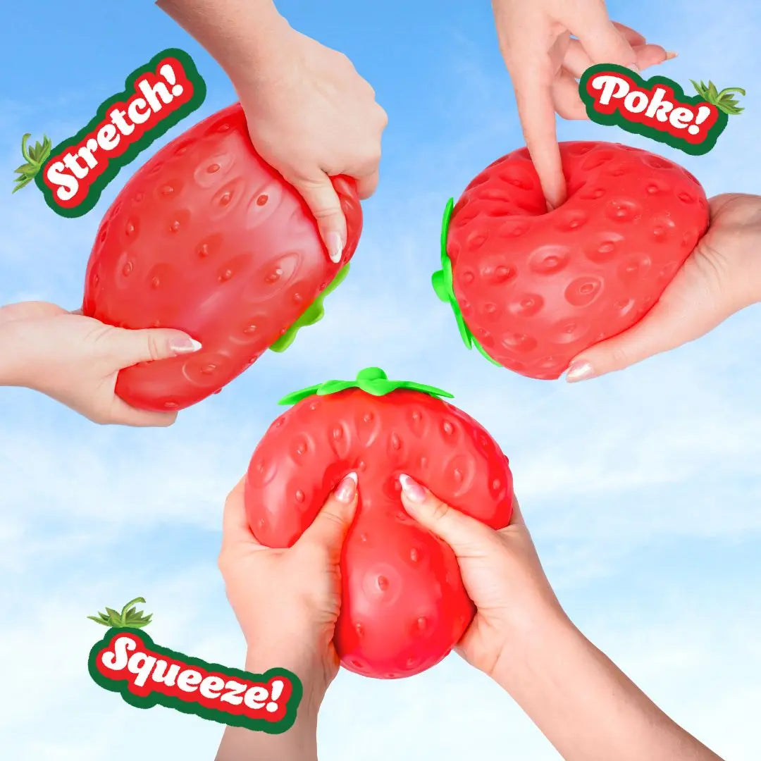 Jumbo Strawberry Stress Ball – Super Satisfying 5” Squishy for Stress Relief, Fidgeting & Sensory Play