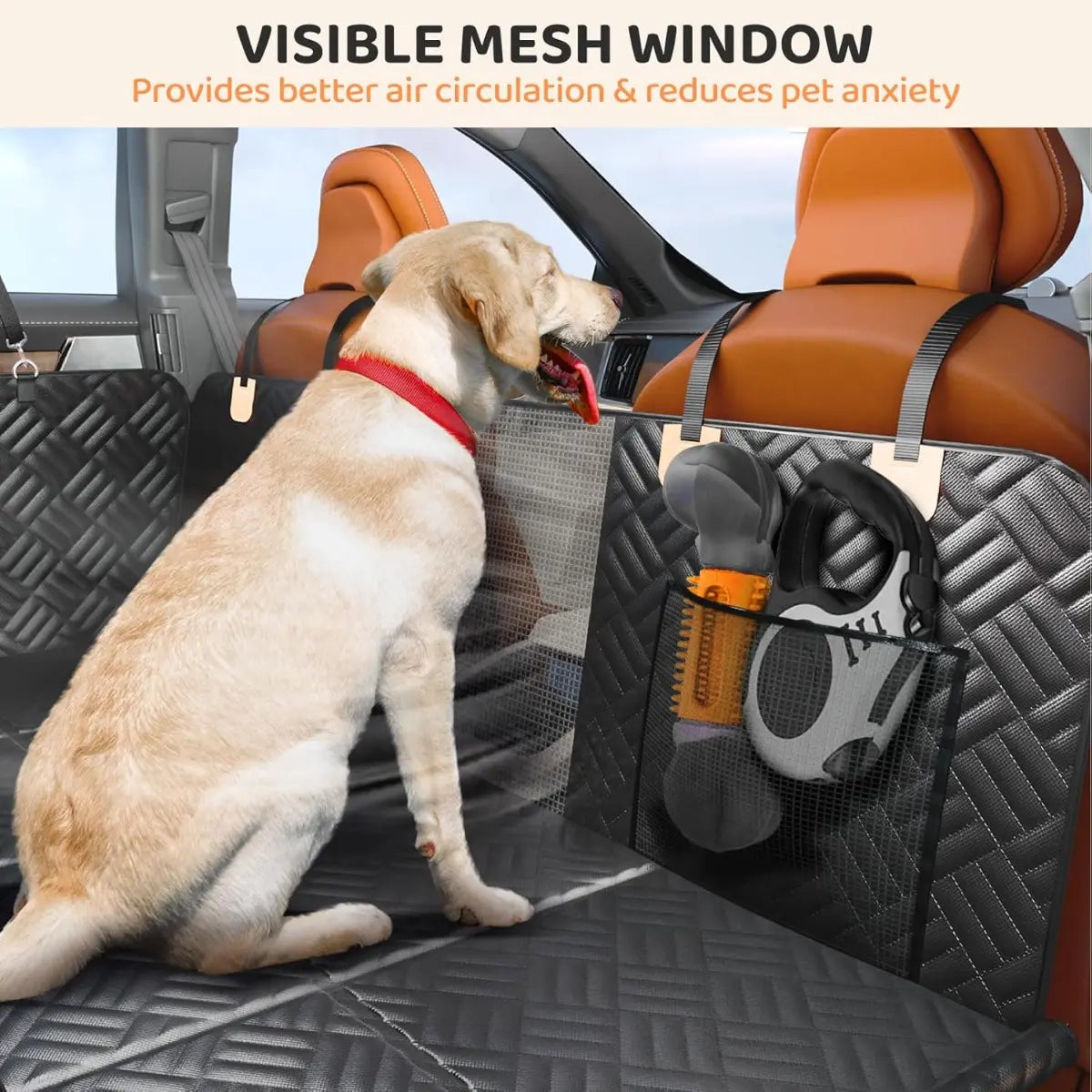 Dog Car Seat Cover with Hard Bottom Extender, Black Quilted