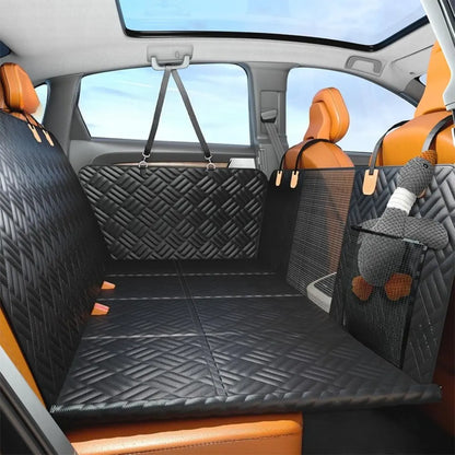 Dog Car Seat Cover with Hard Bottom Extender, Black Quilted