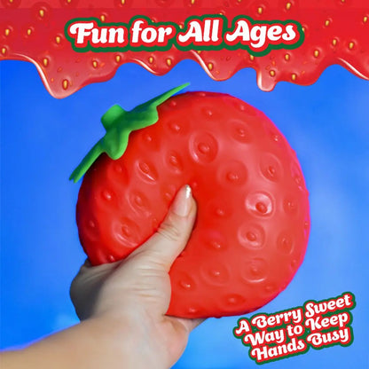 Jumbo Strawberry Stress Ball – Super Satisfying 5” Squishy for Stress Relief, Fidgeting & Sensory Play