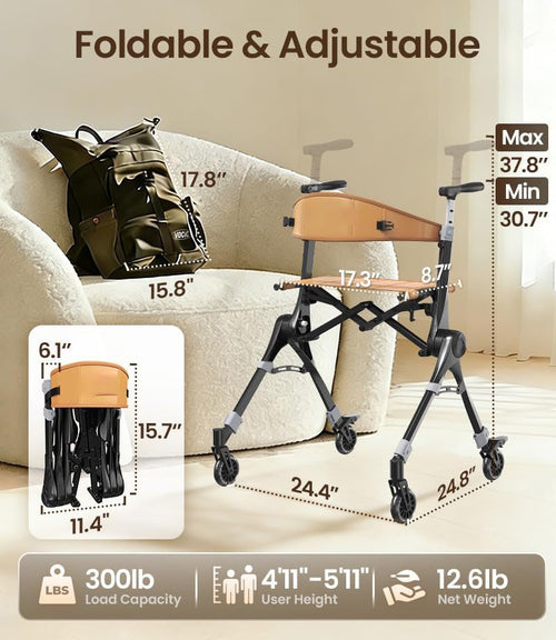 Walkers for Seniors, Lightweight Packgo Rollator, 12 Lbs, Travel