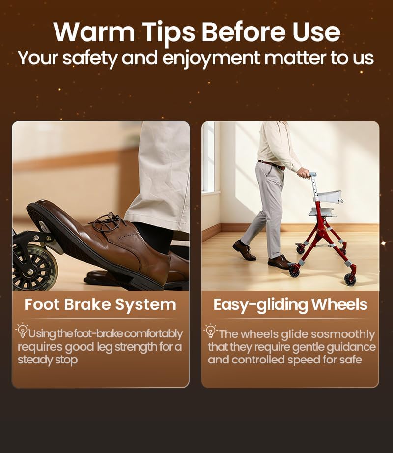Walkers for Seniors, Lightweight Packgo Rollator, 12 Lbs, Travel