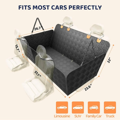 Dog Car Seat Cover with Hard Bottom Extender, Black Quilted