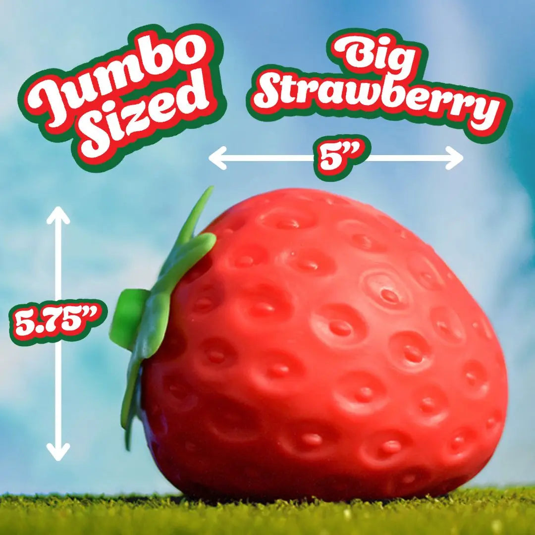 Jumbo Strawberry Stress Ball – Super Satisfying 5” Squishy for Stress Relief, Fidgeting & Sensory Play
