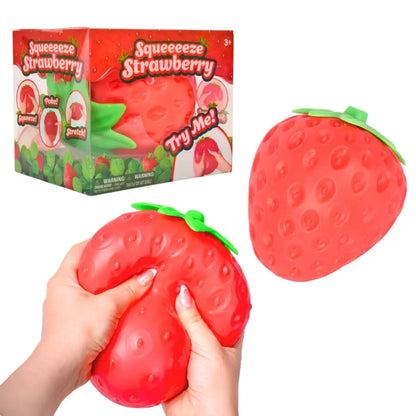 Jumbo Strawberry Stress Ball – Super Satisfying 5” Squishy for Stress Relief, Fidgeting & Sensory Play