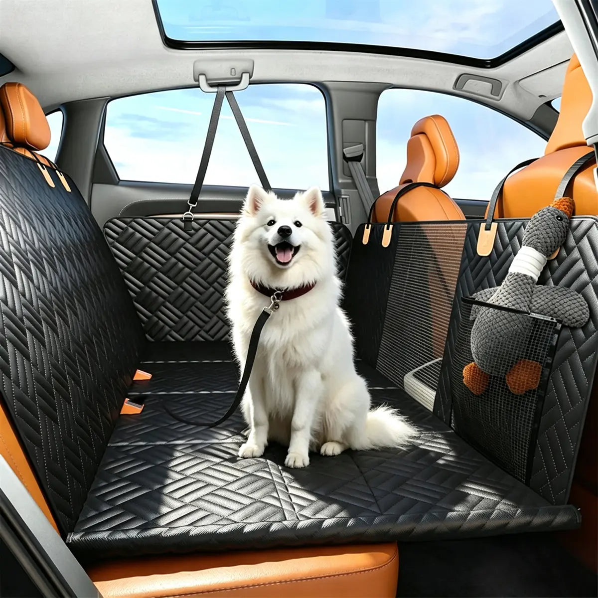 Dog Car Seat Cover with Hard Bottom Extender, Black Quilted