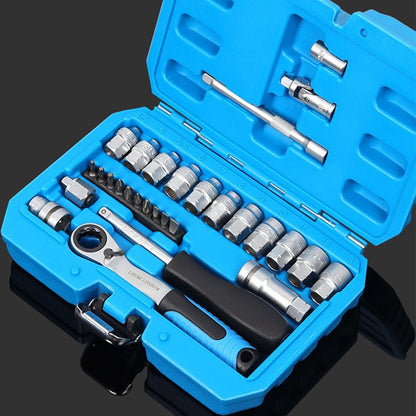 29pcs Core Ratchet Socket Wrench Kit – Chrome‑vanadium steel, 11 sockets & 10 bits. Perfect for car repairs & DIY – save on garage bills! 🛠️✨
