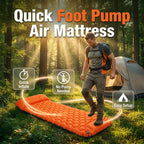 💨🏕️ Van backpack naar comfortabel bed in minuten – dit voetpomp luchtbed weegt amper iets, rolt klein op en isoleert je van koude grond. 50% KORTING!